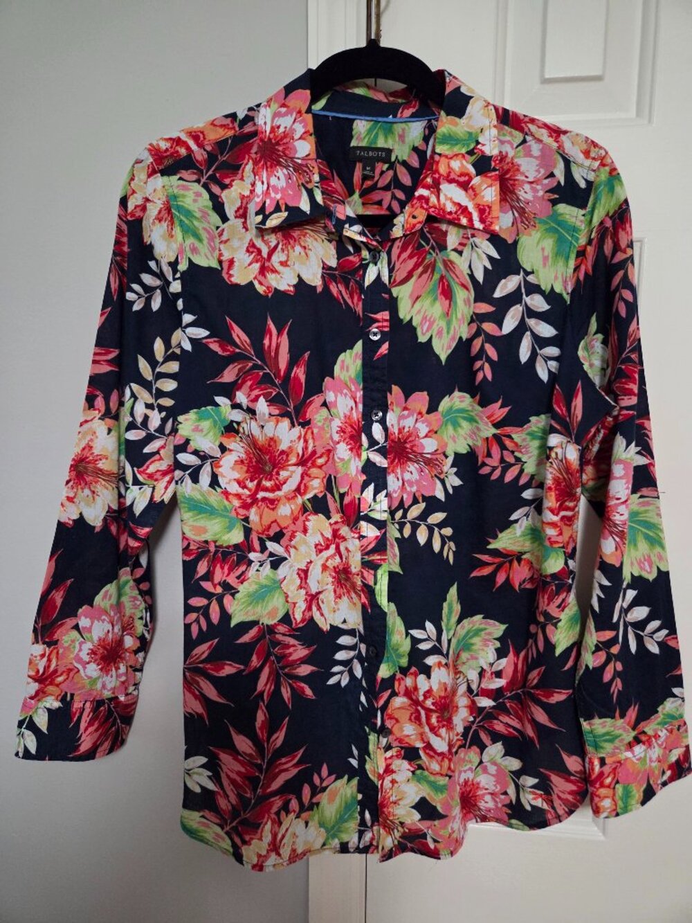 Talbots LS Floral Multicolored Shirt Size Medium